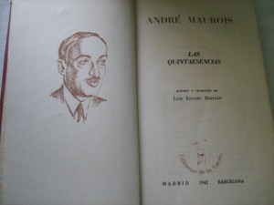 Retrato y portadilla de Las Quintaesencias de André Maurois 